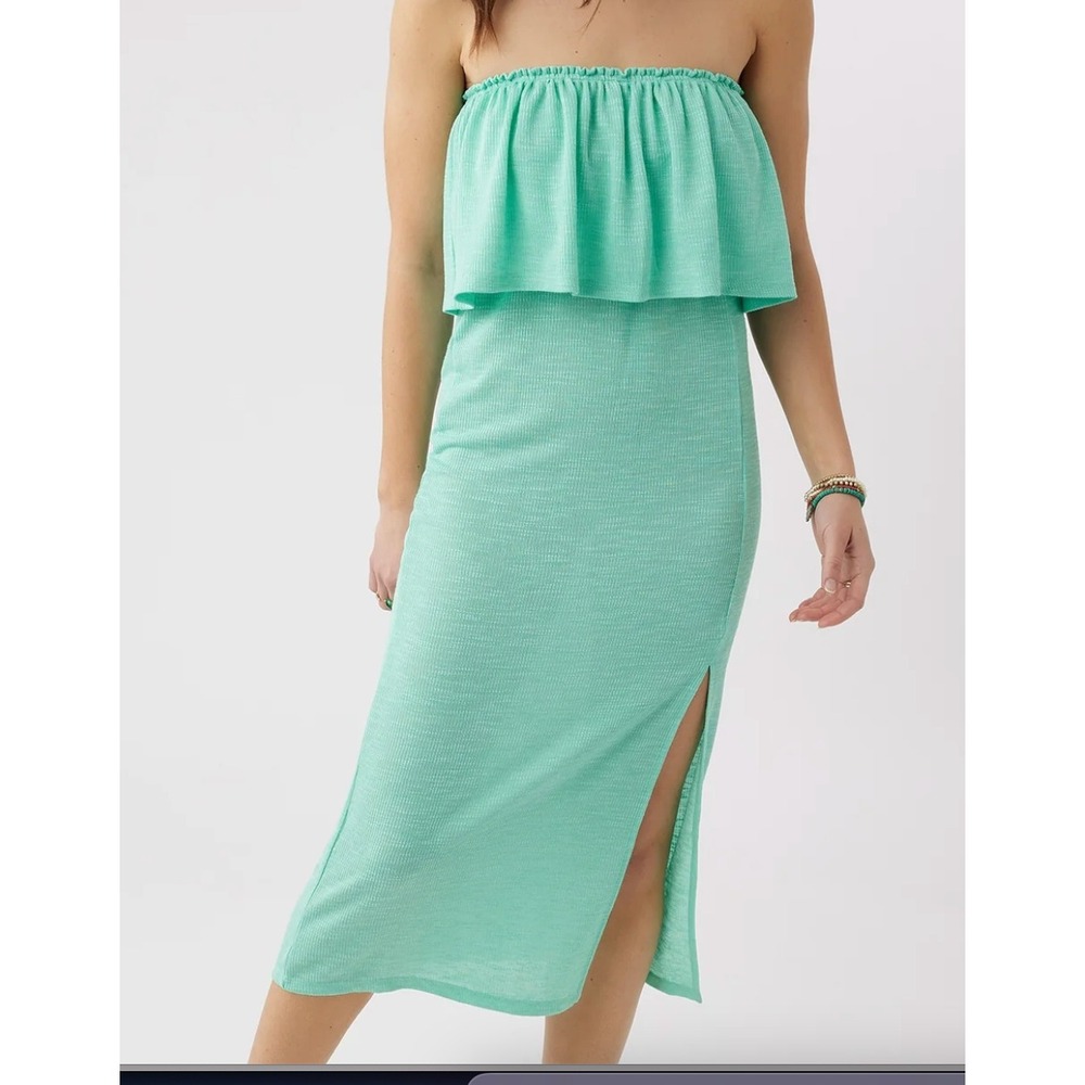 ONEILL Sz Medium Off The Shoulder‎ Ruffle Dress Mint Green Beach Cover Up